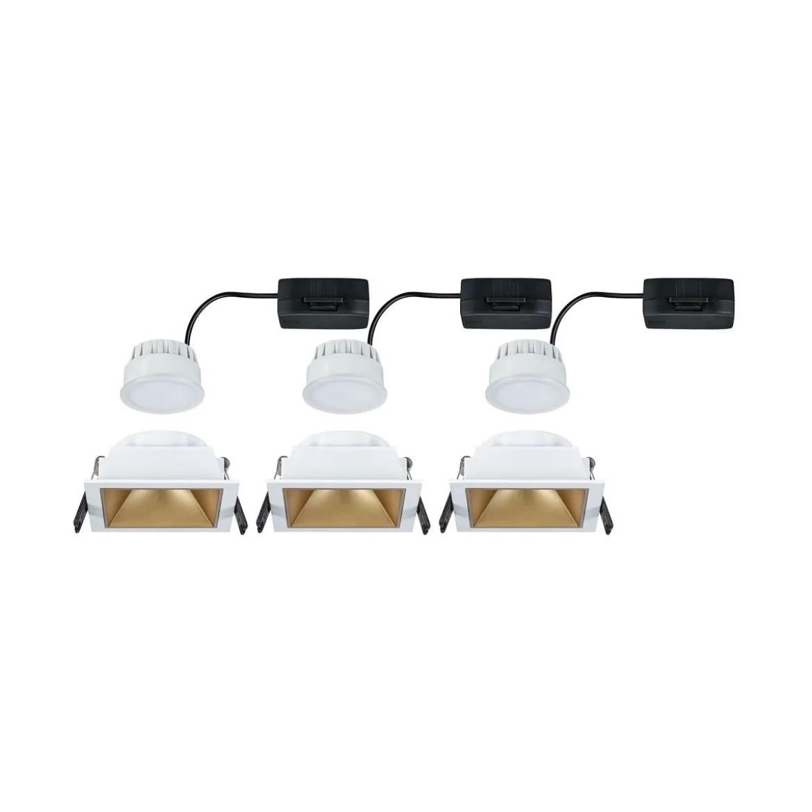 Paulmann 93130 LED Cole Coin Basisset eckig 3er-Set 2700K Weiß Gold 3-Step-Dim IP44