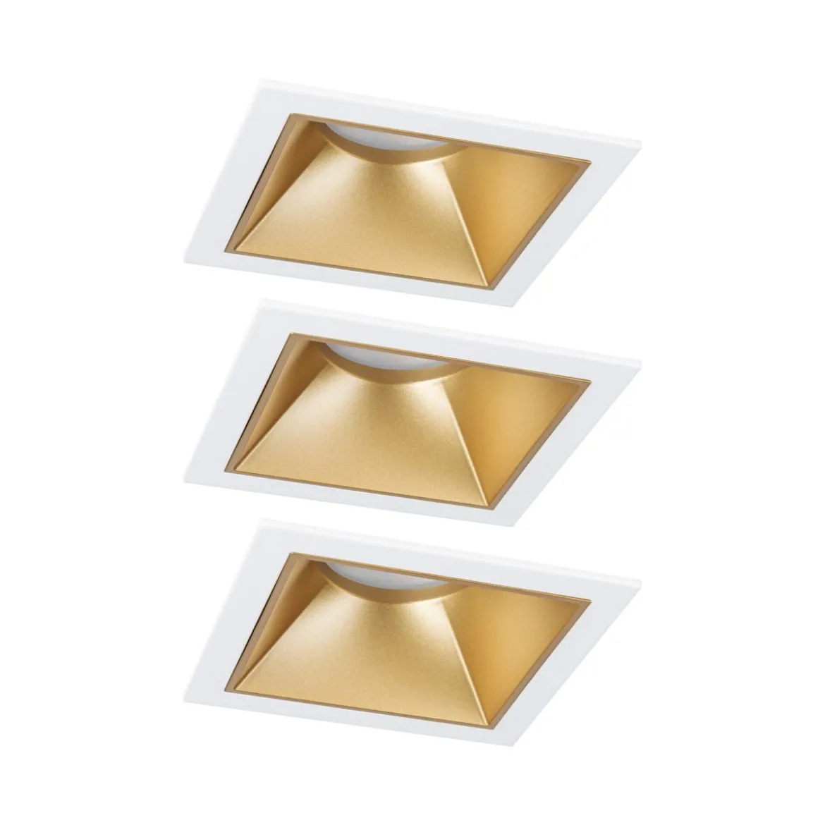 Paulmann 93130 LED Cole Coin Basisset eckig 3er-Set 2700K Weiß Gold 3-Step-Dim IP44