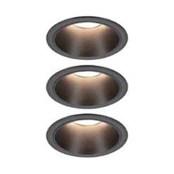 Paulmann 94869 LED Cole Coin Basisset 3er-Set 2700K schwarz 3-Step-Dim IP44