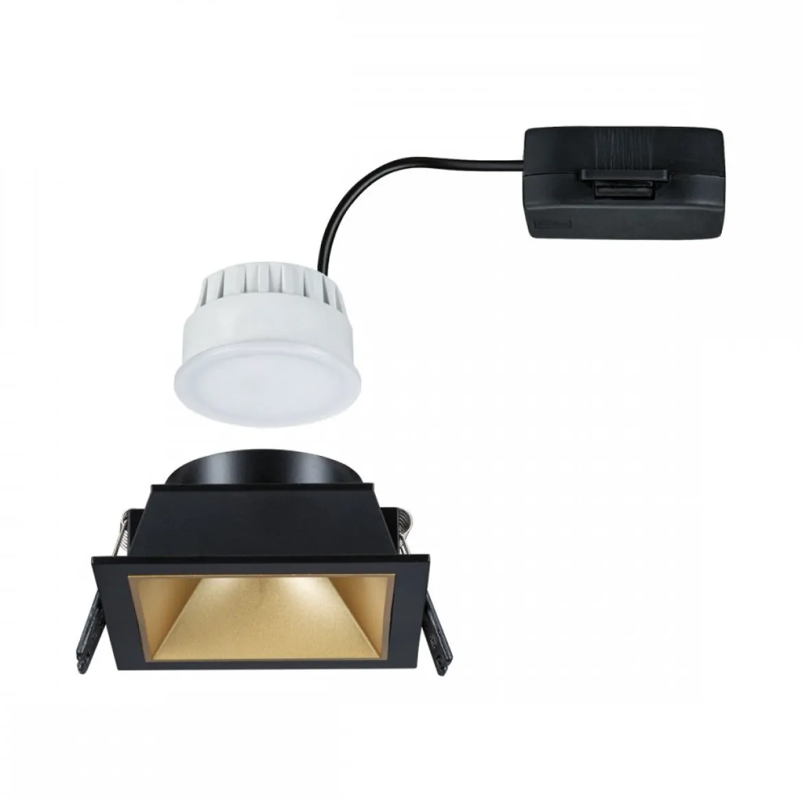 Paulmann 93131 LED Cole Coin Einbauleuchte eckig 2700K Schwarz Gold 3-Step-Dim IP44