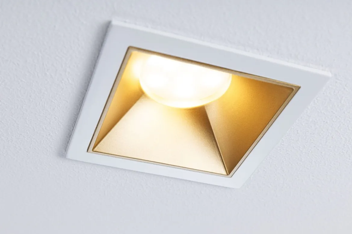 Paulmann 93132 LED Cole Coin Einbauleuchte eckig 2700K Weiß Gold 3-Step-Dim IP44