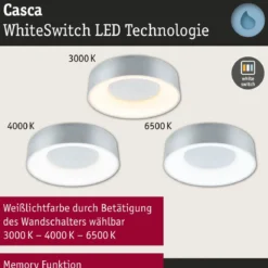Paulmann 71097 LED Deckenleuchte Casca Schwarz IP44 White Switch 40cm