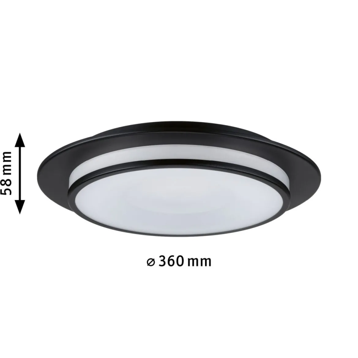 Paulmann 96785 LED Deckenleuchte Egron 36cm Schwarz matt 2700K 3-Step-Dim