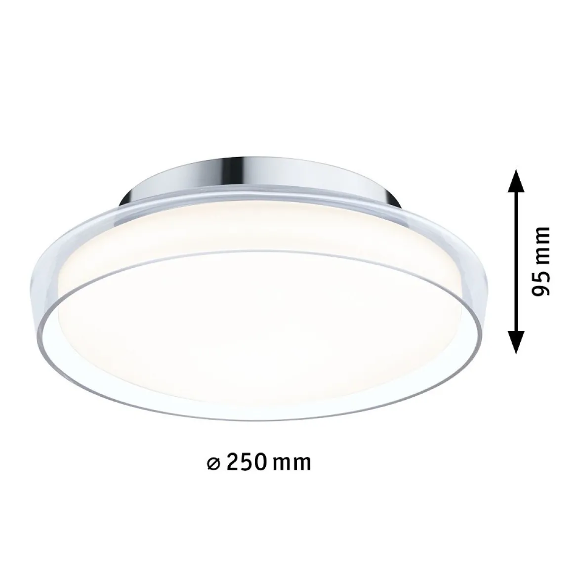Paulmann 71078 LED Deckenleuchte Luena 25cm Glas Chrom 3000K IP44