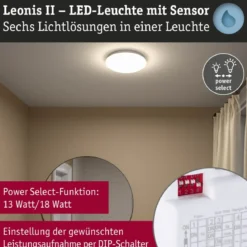 Paulmann 75407 LED Deckenleuchte Leonis Bewegungsmelder 3000-5700K IP44 Weiß
