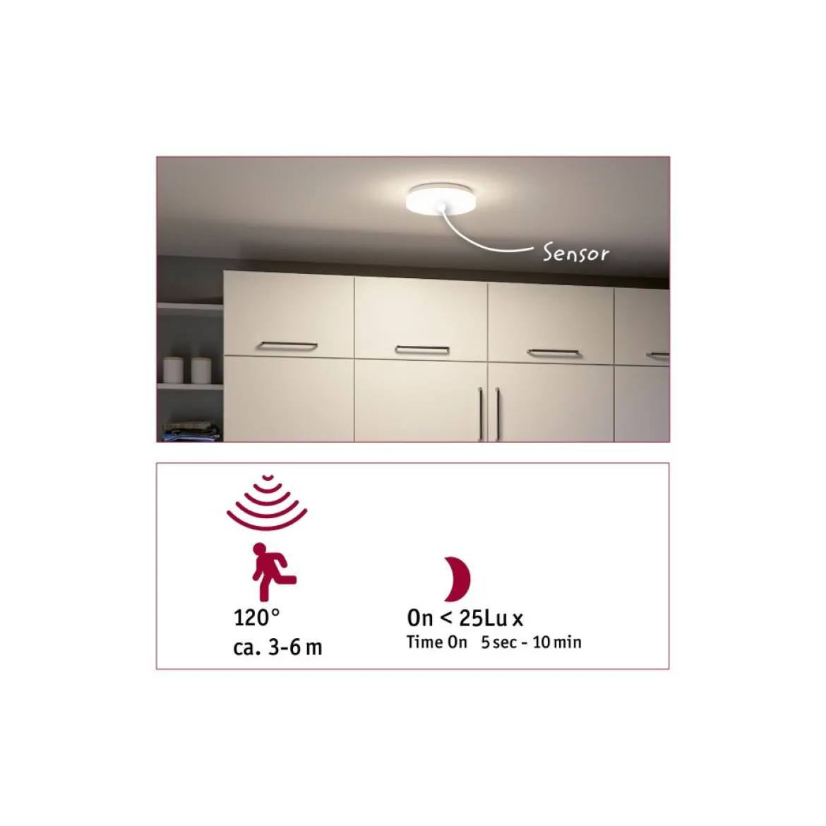 Paulmann 75409 LED Deckenleuchte Luiana Bewegungsmelder 3000-5700K IP44 Weiß