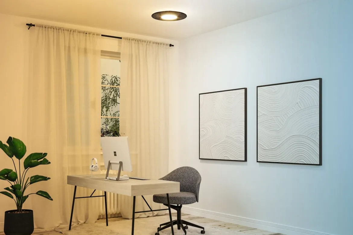 Paulmann 79996 LED Deckenleuchte Smart Home Zigbee Tulga Backlight Tunable White Filz anthrazit