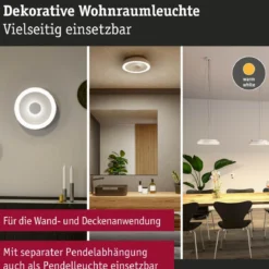 Paulmann 71177 LED Deckenleuchte Volea 3000K dimmbar Weiß Silber IP44