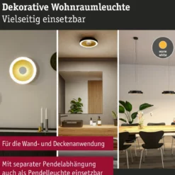 Paulmann 71178 LED Deckenleuchte Volea 32cm 3000K dimmbar Schwarz Gold IP44