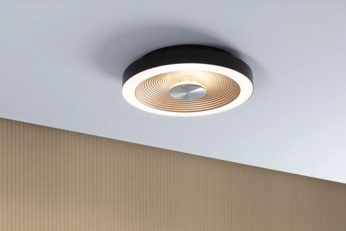 Paulmann 71178 LED Deckenleuchte Volea 32cm 3000K dimmbar Schwarz Gold IP44