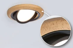 Paulmann 92237 LED Einbauleuchte Lanati 3er-Set schwenkbar 2700K Holzoptik Schwarz