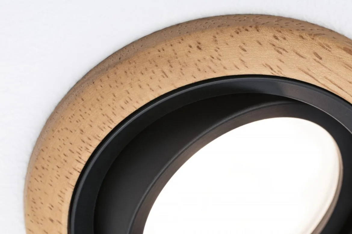 Paulmann 92238 LED Einbauleuchte Lanati schwenkbar 2700K Holzoptik Schwarz