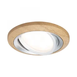 Paulmann 92239 LED Einbauleuchte Lanati 3er-Set schwenkbar 2700K Holzoptik Alu