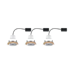 Paulmann 92239 LED Einbauleuchte Lanati 3er-Set schwenkbar 2700K Holzoptik Alu