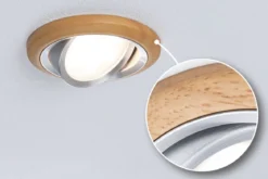 Paulmann 92239 LED Einbauleuchte Lanati 3er-Set schwenkbar 2700K Holzoptik Alu