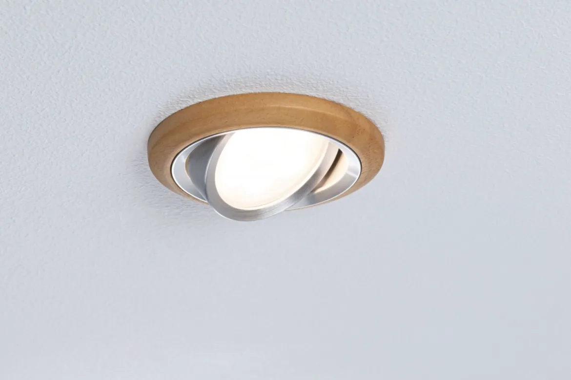 Paulmann 92240 LED Einbauleuchte Lanati schwenkbar 2700K Holzoptik Alu