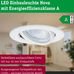 Paulmann 92453 LED Einbauleuchte Nova Coin Einzelleuchte rund 4000K Weiß