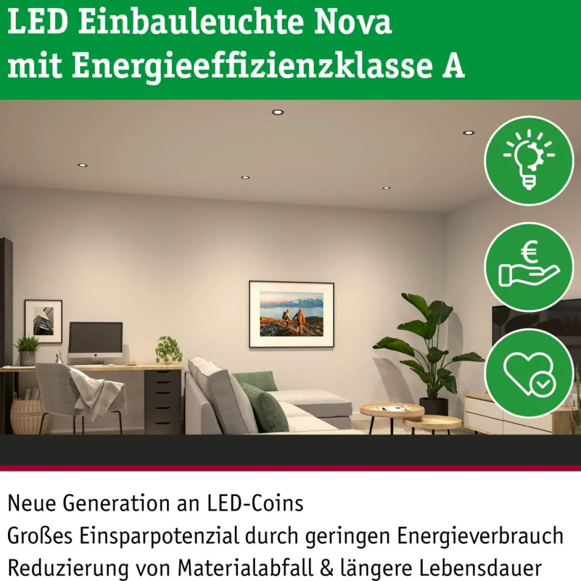 Paulmann 92457 LED Einbauleuchte Nova Coin 3er-Set rund 4000K Schwarz