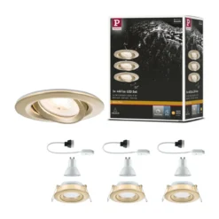 Paulmann 92408 LED Einbauleuchte Nova Plus 3er-Set schwenkbar 93mm gold IP65 dimmbar
