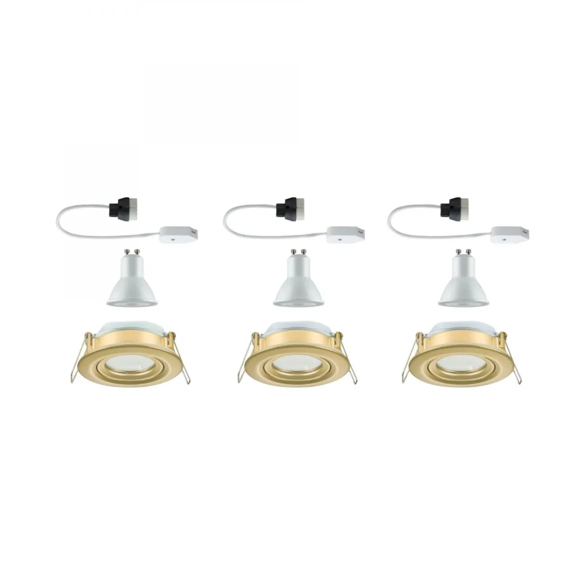 Paulmann 92408 LED Einbauleuchte Nova Plus 3er-Set schwenkbar 93mm gold IP65 dimmbar