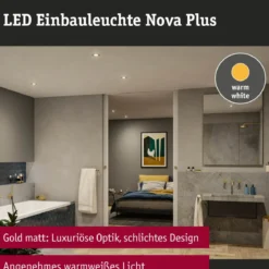Paulmann 92408 LED Einbauleuchte Nova Plus 3er-Set schwenkbar 93mm gold IP65 dimmbar
