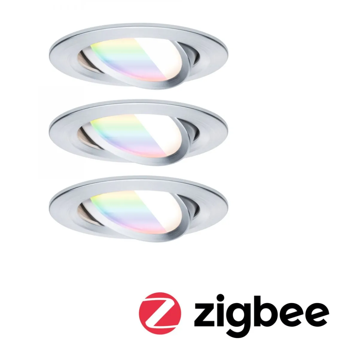 Paulmann 92435 LED Einbauleuchte Nova Coin 3er-Set Zigbee RGBW Alu gedreht