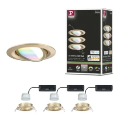 Paulmann 92436 LED Einbauleuchte Nova Coin 3er-Set Zigbee RGBW Gold matt
