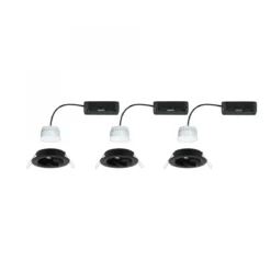 Paulmann 92437 LED Einbauleuchte Nova Coin 3er-Set Zigbee RGBW Schwarz matt