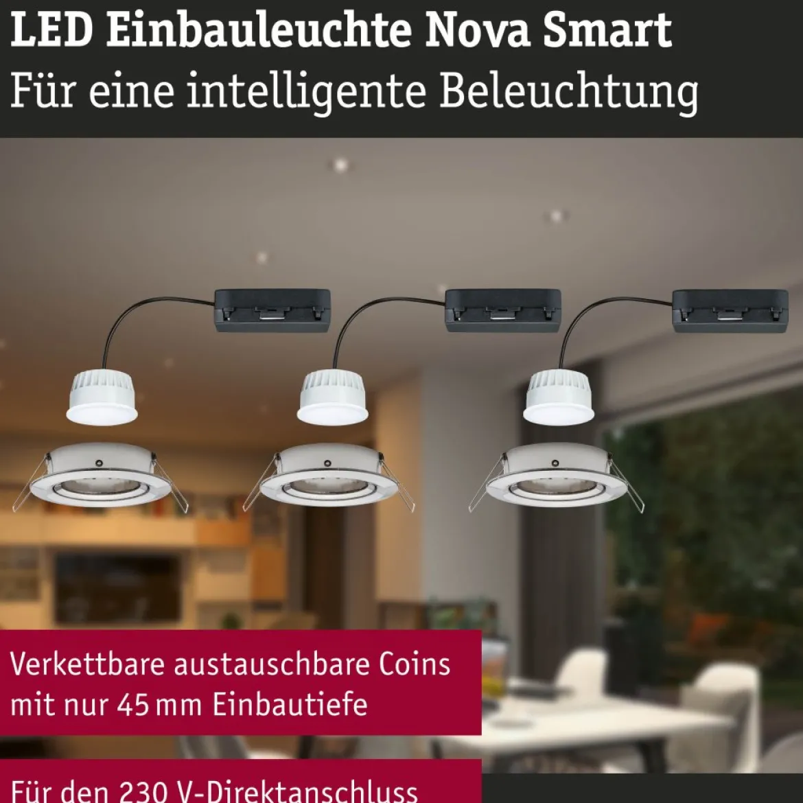 Paulmann 92439 LED Einbauleuchte Nova Coin Zigbee RGBW Eisen gebürstet