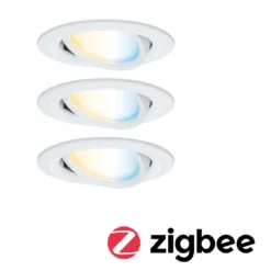 Paulmann 92440 LED Einbauleuchte Nova Coin 3er-Set Zigbee Tunable White Weiß matt