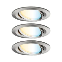 Paulmann 92441 LED Einbauleuchte Nova Coin 3er-Set Zigbee Tunable White Eisen gebürstet