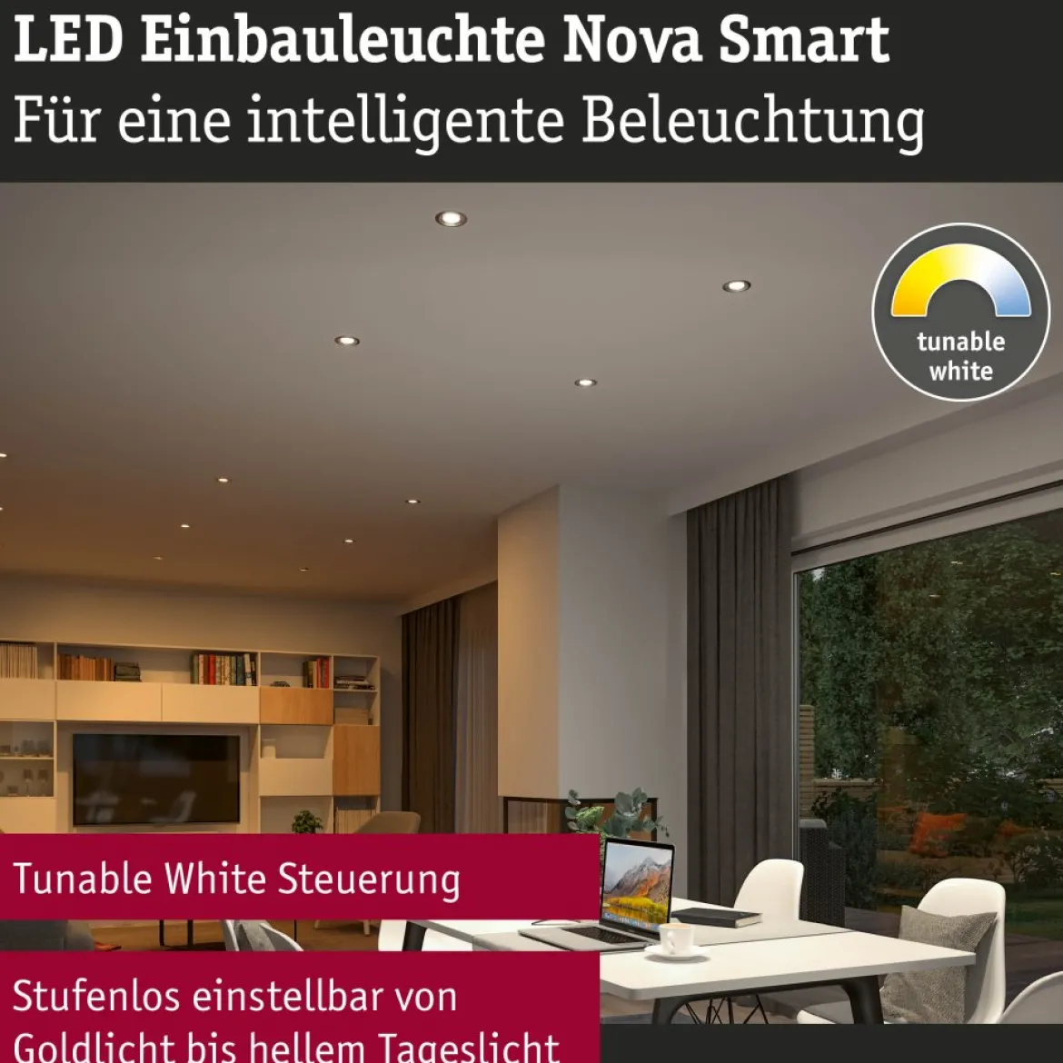Paulmann 92441 LED Einbauleuchte Nova Coin 3er-Set Zigbee Tunable White Eisen gebürstet