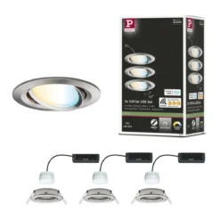 Paulmann 92441 LED Einbauleuchte Nova Coin 3er-Set Zigbee Tunable White Eisen gebürstet