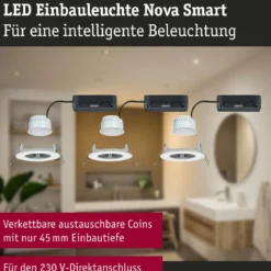 Paulmann 92442 LED Einbauleuchte Nova Coin 3er-Set Zigbee Tunable White Weiß matt IP44