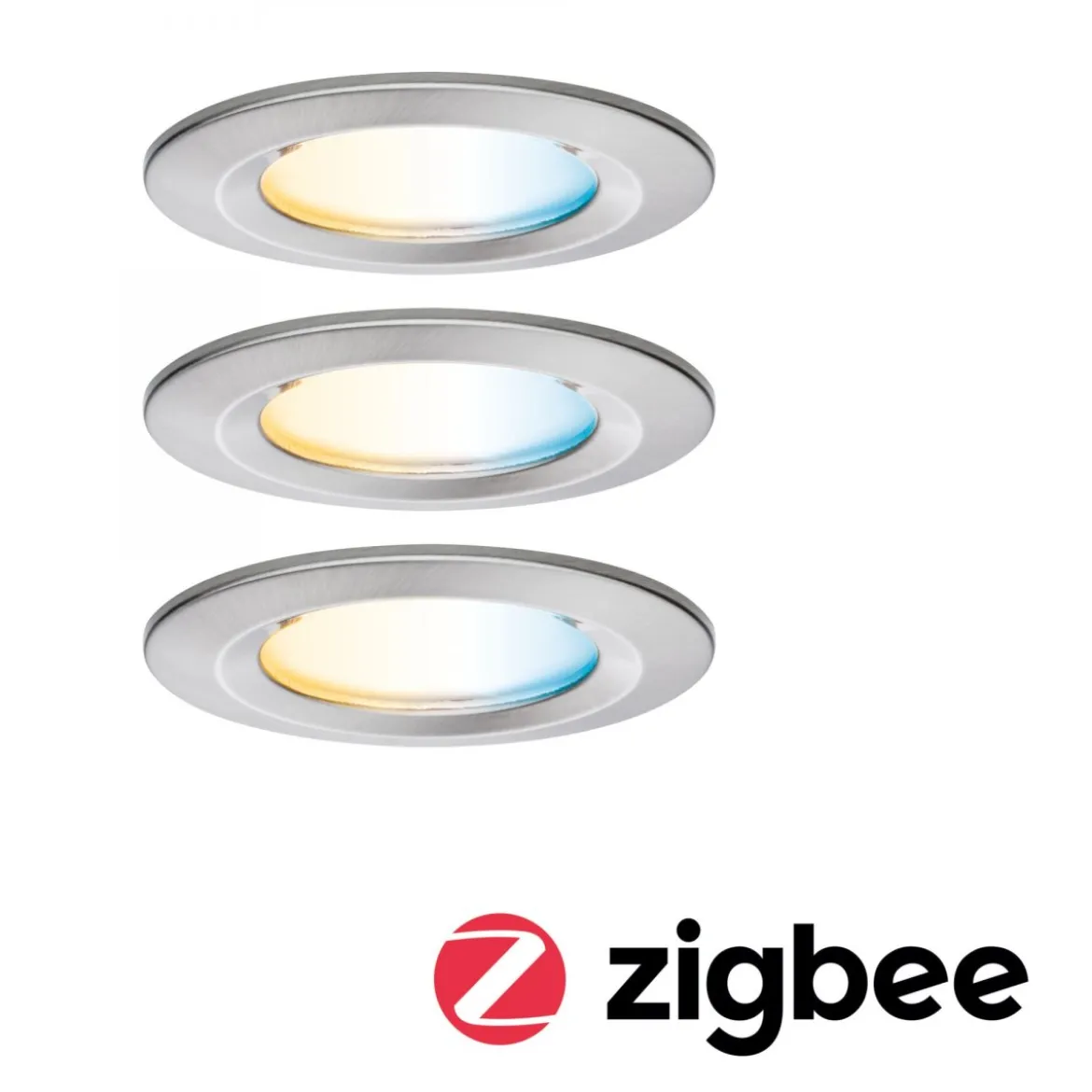 Paulmann 92443 LED Einbauleuchte Nova Coin 3er-Set Zigbee Tunable White Eisen gebürstet IP44