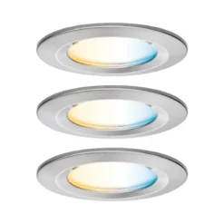 Paulmann 92443 LED Einbauleuchte Nova Coin 3er-Set Zigbee Tunable White Eisen gebürstet IP44