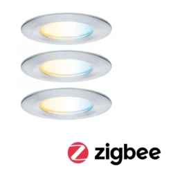 Paulmann 92444 LED Einbauleuchte Nova Coin 3er-Set Zigbee Tunable White Alu gedreht IP44