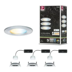 Paulmann 92444 LED Einbauleuchte Nova Coin 3er-Set Zigbee Tunable White Alu gedreht IP44