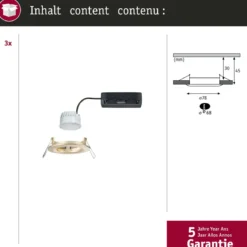 Paulmann 92445 LED Einbauleuchte Nova Coin 3er-Set Zigbee Tunable White Gold matt IP44