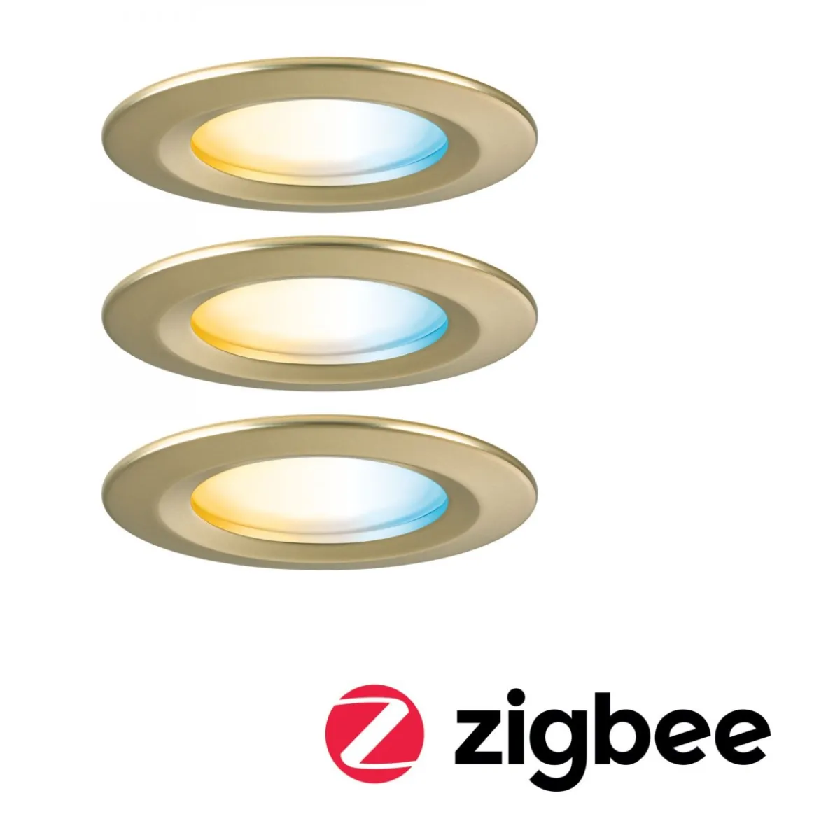 Paulmann 92445 LED Einbauleuchte Nova Coin 3er-Set Zigbee Tunable White Gold matt IP44