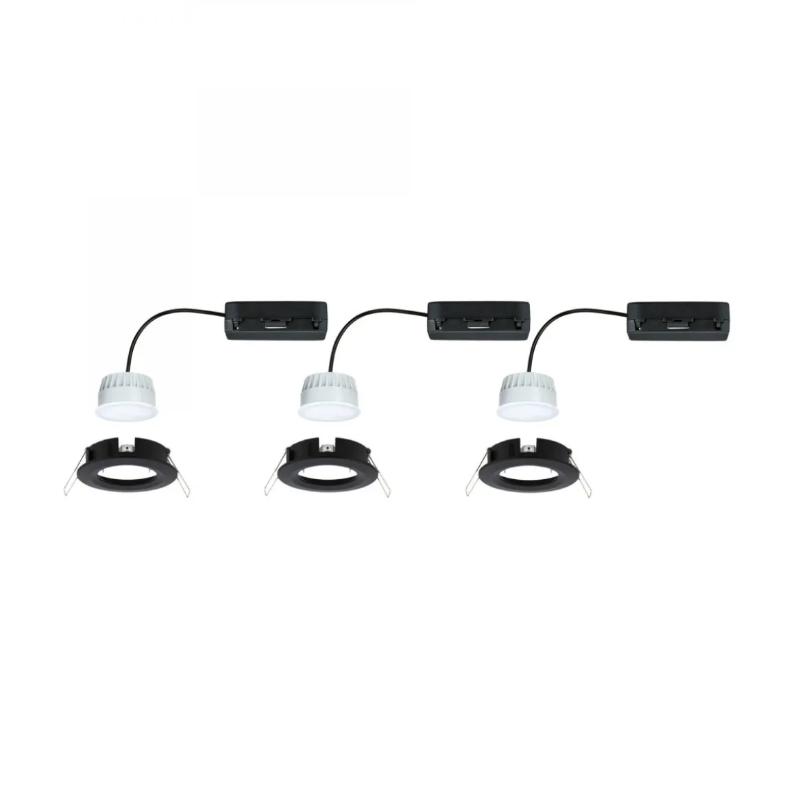 Paulmann 92446 LED Einbauleuchte Nova Coin 3er-Set Zigbee Tunable White Schwarz matt IP44