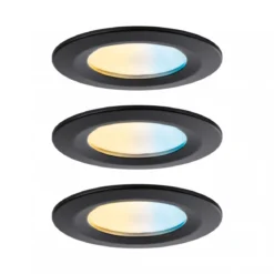 Paulmann 92446 LED Einbauleuchte Nova Coin 3er-Set Zigbee Tunable White Schwarz matt IP44