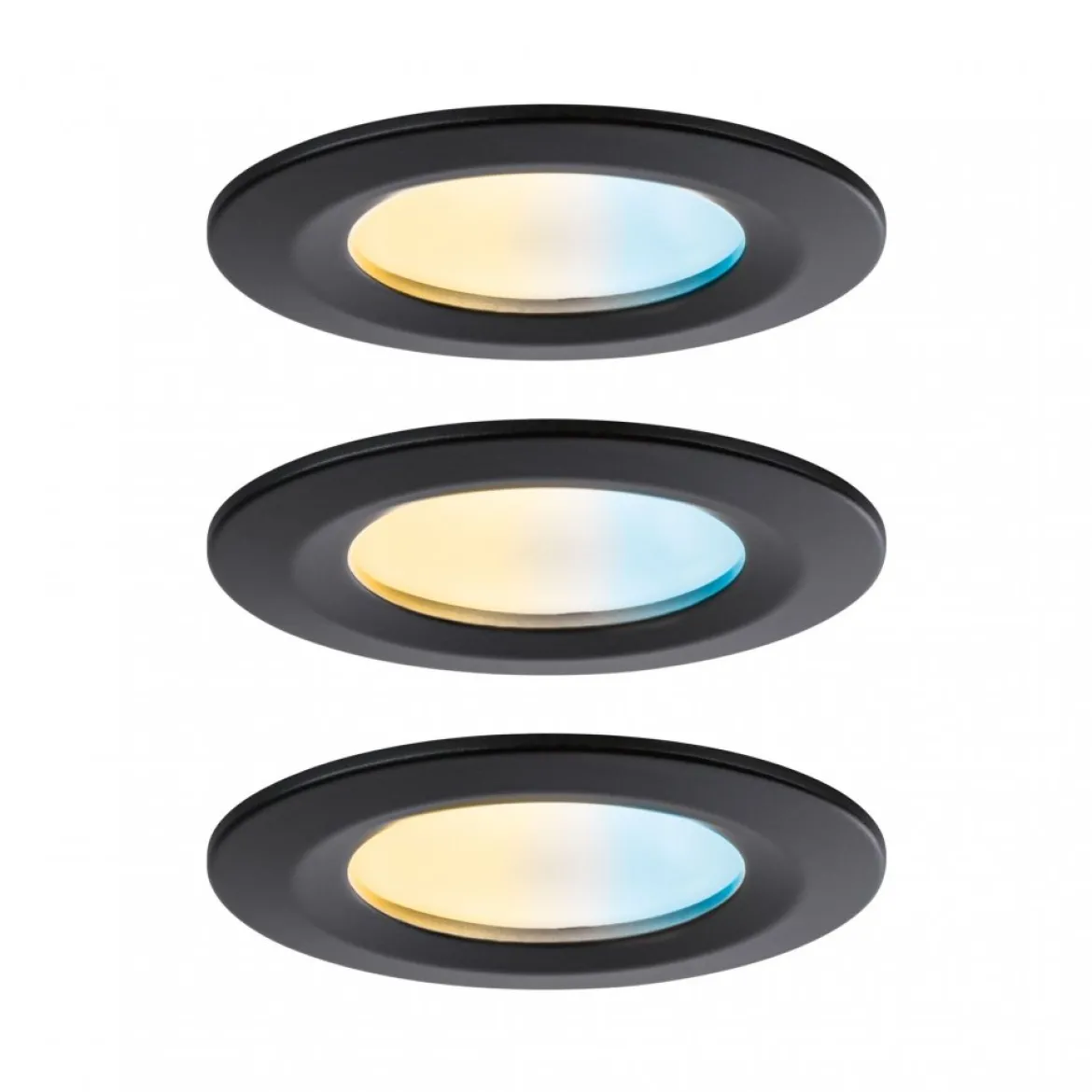 Paulmann 92446 LED Einbauleuchte Nova Coin 3er-Set Zigbee Tunable White Schwarz matt IP44