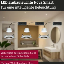 Paulmann 92447 LED Einbauleuchte Nova Coin Zigbee Tunable White Weiß matt IP44