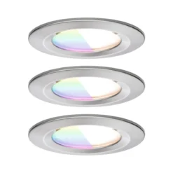 Paulmann 92450 LED Einbauleuchte Nova Coin 3er-Set Zigbee RGBW Eisen gebürstet IP44