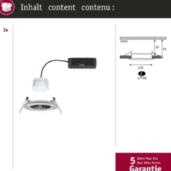 Paulmann 92450 LED Einbauleuchte Nova Coin 3er-Set Zigbee RGBW Eisen gebürstet IP44