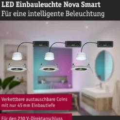 Paulmann 92450 LED Einbauleuchte Nova Coin 3er-Set Zigbee RGBW Eisen gebürstet IP44