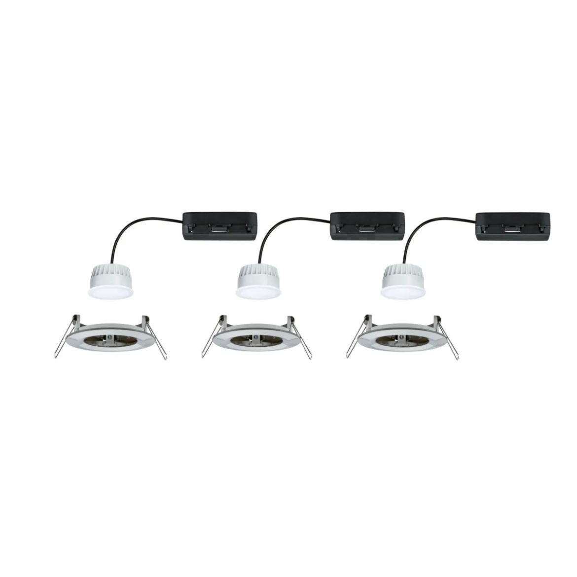 Paulmann 92450 LED Einbauleuchte Nova Coin 3er-Set Zigbee RGBW Eisen gebürstet IP44