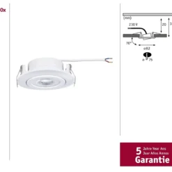 Paulmann 99995 LED Einbauleuchten 10er-Set schwenkbar 3-Step-Dim 3000K Weiß