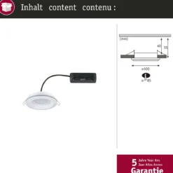 Paulmann 92247 LED Einbauleuchte Sormus 10cm Einzelleuchte rund weiß IP65